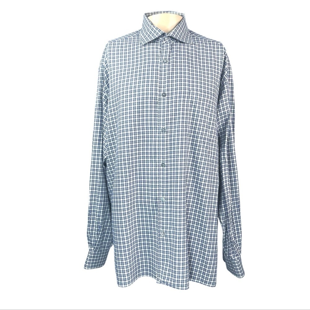 Ermenegildo Zegna Cotton Shirt XL Gingham Check Coastal Preppy Career Casual